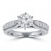 2.15 ct Round Cut Diamond Engagement Ring Set  Whit Millgrain on The Shank 